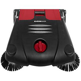 Schäfer Shop Pure Handkehrmaschine, Kehrleistung 2800 m²/h, bis 14 l, L 1100 x B 670 x H 980 mm, schwarz/rot