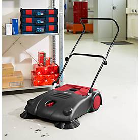 Schäfer Shop Pure Handkehrmaschine, Kehrleistung 2800 m²/h, bis 14 l, L 1100 x B 670 x H 980 mm, schwarz/rot