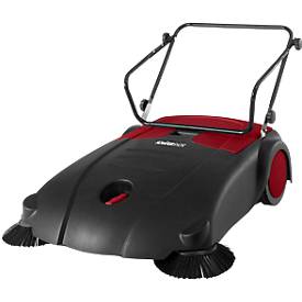 Schäfer Shop Pure Handkehrmaschine, Kehrleistung 3200 m²/h, bis 30 l, L 1130 x B 850 x H 860/910/960 mm, schwarz/rot
