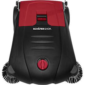 Schäfer Shop Pure Handkehrmaschine, Kehrleistung 3200 m²/h, bis 30 l, L 1130 x B 850 x H 860/910/960 mm, schwarz/rot
