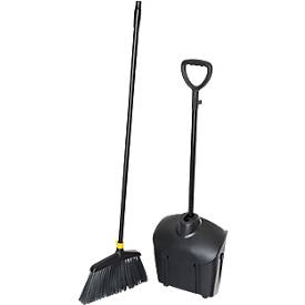 Schäfer Shop Pure Kehrbesen Set, bestehend aus Kehrbesen mit L 1200 mm und Schaufel mit L 1000 mm, Metall/PET, schwarz