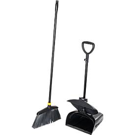 Schäfer Shop Pure Kehrbesen Set, bestehend aus Kehrbesen mit L 1200 mm und Schaufel mit L 1000 mm, Metall/PET, schwarz