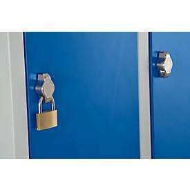 Schäfer Shop Pure Kleiderspind, 2 Abteile, mit Fuß, Drehriegelverschluss, lichtgrau/enzianblau