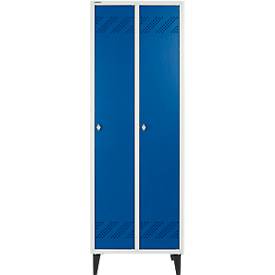 Schäfer Shop Pure Kleiderspind, 2 Abteile, mit Fuß, Drehriegelverschluss, lichtgrau/enzianblau