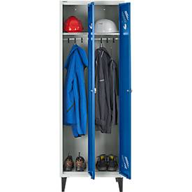 Schäfer Shop Pure Kleiderspind, 2 Abteile, mit Fuß, Drehriegelverschluss, lichtgrau/enzianblau