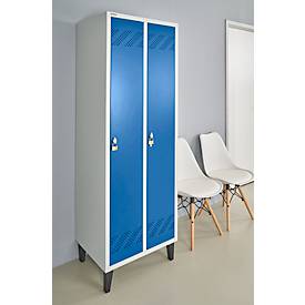 Schäfer Shop Pure Kleiderspind, 2 Abteile, mit Fuß, Drehriegelverschluss, lichtgrau/enzianblau