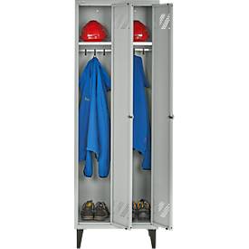 Schäfer Shop Pure Kleiderspind, 2 Abteile, mit Fuß, Drehriegelverschluss, lichtgrau/lichtgrau