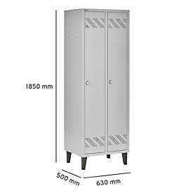 Schäfer Shop Pure Kleiderspind, 2 Abteile, mit Fuß, Drehriegelverschluss, lichtgrau/lichtgrau