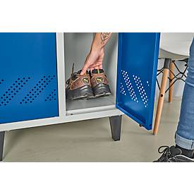 Schäfer Shop Pure Kleiderspind, 2 Abteile, mit Fuß, Zylinderschloss, lichtgrau/enzianblau