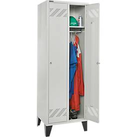 Schäfer Shop Pure Kleiderspind, 2 Abteile, mit Fuß, Zylinderschloss, lichtgrau/lichtgrau