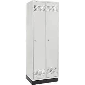 Schäfer Shop Pure Kleiderspind, 2 Abteile, mit Sockel, Zylinderschloss, lichtgrau/lichtgrau