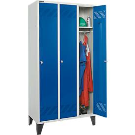 Schäfer Shop Pure Kleiderspind, 3 Abteile, Drehriegelverschluss, lichtgrau/enzianblau