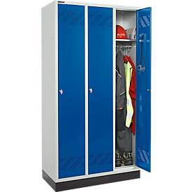 Schäfer Shop Pure Kleiderspind, 3 Abteile, Drehriegelverschluss, lichtgrau/enzianblau