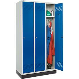 Schäfer Shop Pure Kleiderspind, 3 Abteile, Zylinderschloss, lichtgrau/enzianblau
