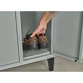 Schäfer Shop Pure Kleiderspind, mit Füßen, 2 Abteile mit Hutboden & Kleiderstange, Drehriegelverschluss, Stahlblech, lichtgrau/lichtgrau