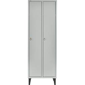 Schäfer Shop Pure Kleiderspind, mit Füßen, 2 Abteile mit Hutboden & Kleiderstange, Drehriegelverschluss, Stahlblech, lichtgrau/lichtgrau