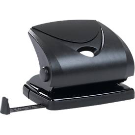 Schäfer Shop Pure Locher Typ 9104, bis 20 Blatt, verstellbare Anschlagschiene, Metall, schwarz