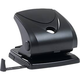 Schäfer Shop Pure Locher Typ 9604, bis 30 Blatt, verstellbare Anschlagschiene, Metall, schwarz