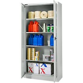 Schäfer Shop Pure Materialschrank, abschließbar, 4 Böden, B 800 x T 400 x H 1935 mm, Stahl, lichtgrau