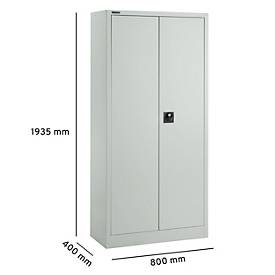 Schäfer Shop Pure Materialschrank, abschließbar, 4 Böden, B 800 x T 400 x H 1935 mm, Stahl, lichtgrau