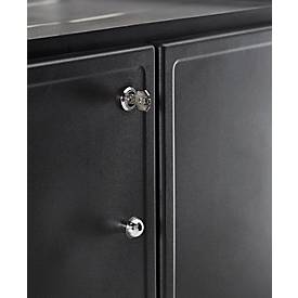 Schäfer Shop Pure Mehrzweckwagen, schwarz, Aluminium/Kunststoff, mit Schublade und Schrank, 4 Vollgummi-Lenkrollen, L 850 x B 480 x H 1000 mm