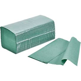 Schäfer Shop Pure Papierhandtücher Zick-Zack-Falzung, 1-lagig, L 250 x B 230 mm, reißfest, 5000 Blatt, grün