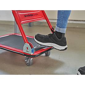 Schäfer Shop Pure Plattformwagen, klappbarer Schiebebügel, Antirutsch-Belag, Lenk- & Bockrollen, bis 150 kg, L 725 x B 475 x H 835 mm, 2 Stück