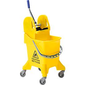 Schäfer Shop Pure Reinigungswagen, 1 x Eimer mit Volumen 30 l, herausnehmbare Mopp-Presse, 4 Lenkrollen, B 370 x T 410 x H 940 mm, Kunststoff, gelb