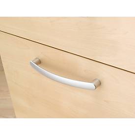 Schäfer Shop Pure Rollcontainer 1233, 3 Schübe & 1 Utensilienauszug, abschließbar, Rundgriffe, B 435 x T 765 x H 577 mm, weißalu/weißalu/Ahorn