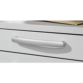 Schäfer Shop Pure Rollcontainer 1233, 3 Schübe & 1 Utensilienauszug, abschließbar, Rundgriffe, B 435 x T 765 x H 577 mm, weißalu/weißalu/weiß