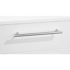 Schäfer Shop Pure Rollcontainer 1233, Utensilienauszug + 3 Schubladen, abschließbar, eckige Metallgriffe, B 434 x T 600 x H 570 mm, weiß/weiß