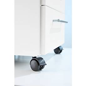 Schäfer Shop Pure Rollcontainer 1233, Utensilienauszug + 3 Schubladen, abschließbar, runde Metallgriffe, B 434 x T 600 x H 570 mm, weiß/anthrazit