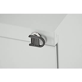 Schäfer Shop Pure Rollcontainer, 3 Schübe, seitliche Griffnut, B 390 x T 590 x H 550 mm, Stahl lichtgrau, abschließbar