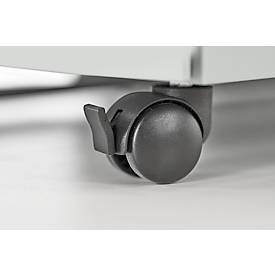 Schäfer Shop Pure Rollcontainer, 3 Schübe, seitliche Griffnut, B 390 x T 590 x H 550 mm, Stahl lichtgrau, abschließbar