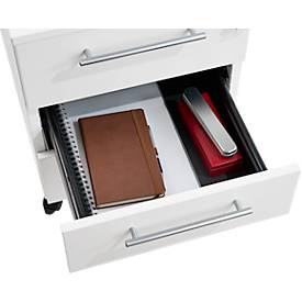 Schäfer Shop Pure Rollcontainer 333, 3 Schubladen, eckige Metallgriffe, abschließbar, B 434 x T 600 x H 570 mm, weiß/anthrazit