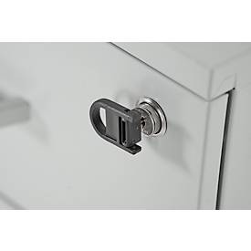 Schäfer Shop Pure Rollcontainer 333, 3 Schübe, abschließbar, Metallgriffe, Feinblech pulverbeschichtet, B 420 x T 600 x H 570 mm, lichtgrau