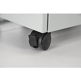 Schäfer Shop Pure Rollcontainer 333, 3 Schübe, abschließbar, Metallgriffe, Feinblech pulverbeschichtet, B 420 x T 600 x H 570 mm, weiß