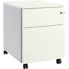 Schäfer Shop Pure Rollcontainer 36, Stahl/Holz, 1 Schub, weißaluminium/weißaluminium