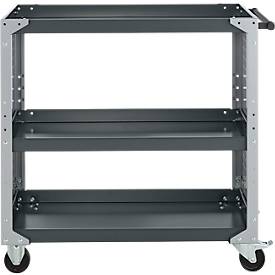 Schäfer Shop Pure Rollwagen AST31, 3 Etagen, 2 Lochplatten, bis 240 kg, Schiebegriff, Stahl und Aluminium, weißaluminium/anthrazitgrau