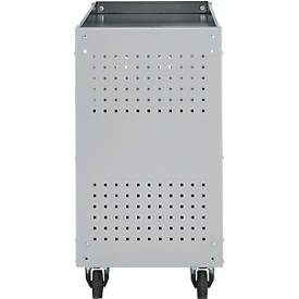 Schäfer Shop Pure Rollwagen AST31, 3 Etagen, 2 Lochplatten, bis 240 kg, Schiebegriff, Stahl und Aluminium, weißaluminium/anthrazitgrau