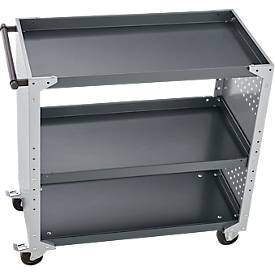 Schäfer Shop Pure Rollwagen AST31, 3 Etagen, 2 Lochplatten, bis 240 kg, Schiebegriff, Stahl und Aluminium, weißaluminium/anthrazitgrau