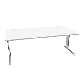 Schäfer Shop Pure Schreibtisch PLANOVA BASIC, Rechteck, C-Fuß, B 2000 x T 1000 x H 717 mm, weiß/weißaluminium + Kabelkanal