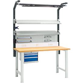 Schäfer Shop Pure Schubladenschrank 27-27, 3 Schübe, bis 75 kg, B 564 x T 572 x H 400 mm, enzianblau/lichtgrau 