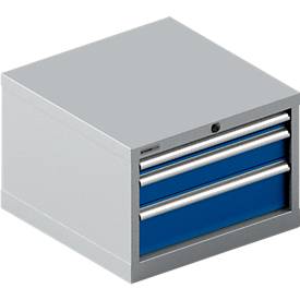 Schäfer Shop Pure Schubladenschrank 27-27, 3 Schübe, bis 75 kg, B 564 x T 572 x H 400 mm, enzianblau/weißaluminium