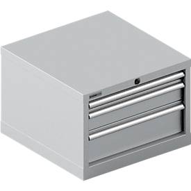 Schäfer Shop Pure Schubladenschrank 27-27, 3 Schübe, bis 75 kg, B 564 x T 572 x H 400 mm, weißaluminium/weißaluminium