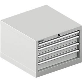 Schäfer Shop Pure Schubladenschrank 27-27, 4 Schübe, bis 75 kg, B 564 x T 572 x H 400 mm, lichtgrau/lichtgrau
