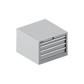 Schäfer Shop Pure Schubladenschrank 27-27, 4 Schübe, bis 75 kg, B 564 x T 572 x H 400 mm, weißaluminium/weißaluminium