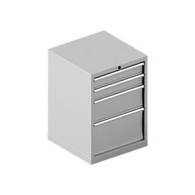 Schäfer Shop Pure Schubladenschrank 27-27, 4 Schübe, bis 75 kg, B 564 x T 572 x H 800 mm, weißaluminium/weißaluminium