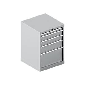 Schäfer Shop Pure Schubladenschrank 27-27, 5 Schübe, bis 75 kg, B 564 x T 572 x H 800 mm, weißaluminium/weißaluminium 