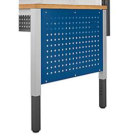 Schäfer Shop Pure Seitenblende für manuell höhenverstellbare Arbeitstische AST31, 38 x 10 mm Lochraster, bis 50 kg, Stahl, enzianblau